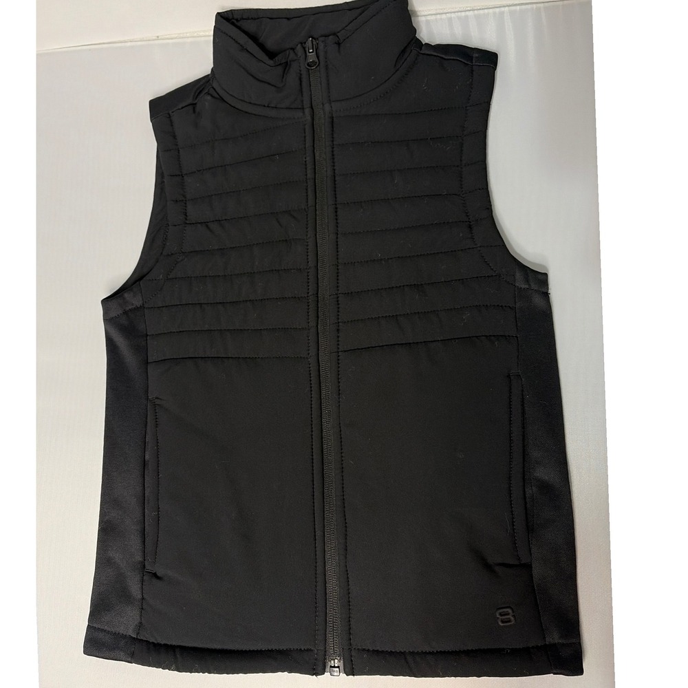 Layer 8 Kids Black Quilted Puffer Vest Full Zip Mock Neck Size 7/8